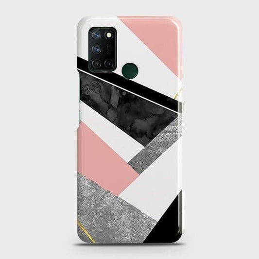 Realme C17 Cover - Matte Finish - Geometric Luxe Marble Trendy Printed Hard Case with Life Time Colors Guarantee (Fast Delivery)