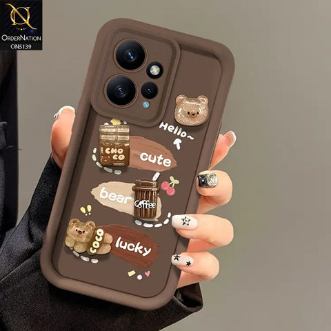 Xiaomi Redmi Note 12 4G - Brown - Trendy 3D Cute Cartoon And Coffee Chocolate Soft Silicon Shockproof Case With Camera Protection