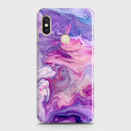 Xiaomi Mi A2 Lite / Redmi 6 Pro Cover - Chic Blue Liquid Marble Printed Hard Case with Life Time Colors Guarantee ( Fast Delivery )