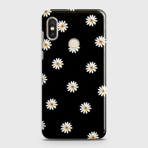 Xiaomi Redmi Note 6 Pro Cover - Matte Finish - White Bloom Flowers with Black Background Printed Hard Case with Life Time(1) Colors Guarantee ( Fast Delivery )