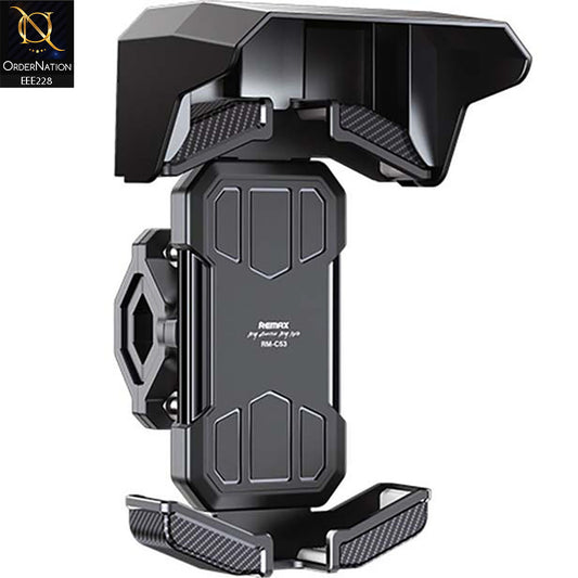 Original REMAX RM-C53 phone holder Sunshade and rainproof cover Suitable for bicycles/electric scooters/motorcycles/scooters/etc. with handlebars - Black