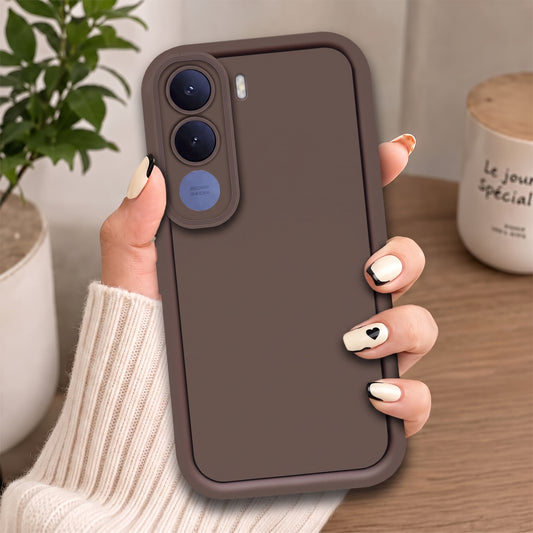 Vivo V70 FE Cover - Brown - Soft Silicone Case With Round Bumper Matte TPU Shockproof Cover