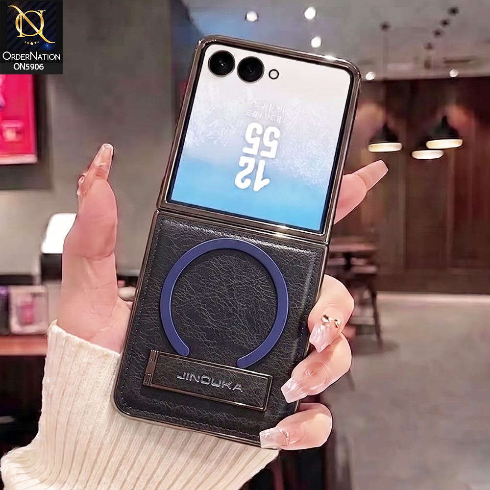 Samsung Galaxy Z Flip 8 Cover -Blue - JINDUKA - New High Grade Quality Leather Textured Case with Magnetic and Kickstand