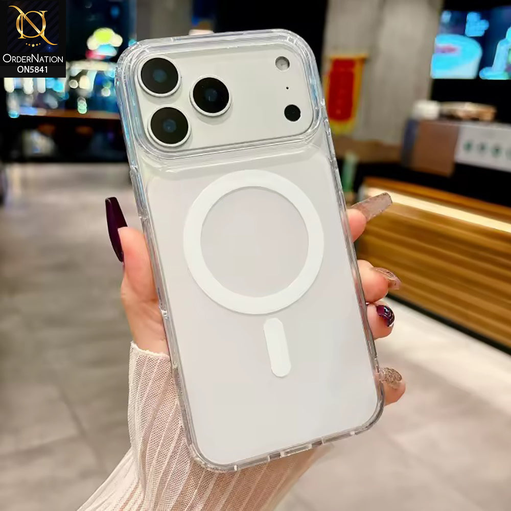 iPhone 17 Pro Max Cover - White - Shockproof Hybrid Protective Cover Magnetic Charging Compatible