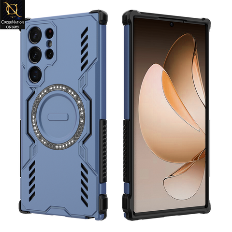 Samsung Galaxy S22 Ultra Cover - Blue - New Cooling Non-Slip Shockproof Magsafe Full Coverage Back Cover