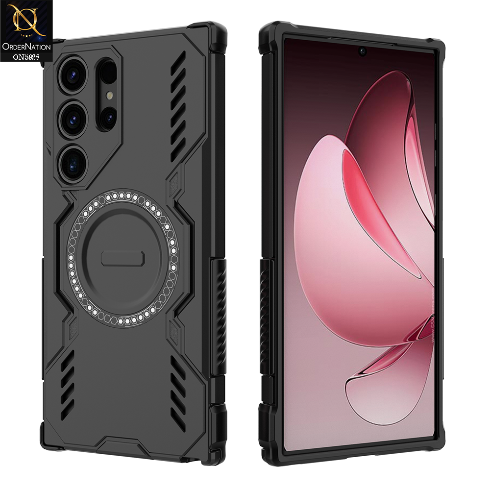 Samsung Galaxy S23 Ultra Cover - Black -  New Cooling Non-Slip Shockproof Magsafe Full Coverage Back Cover