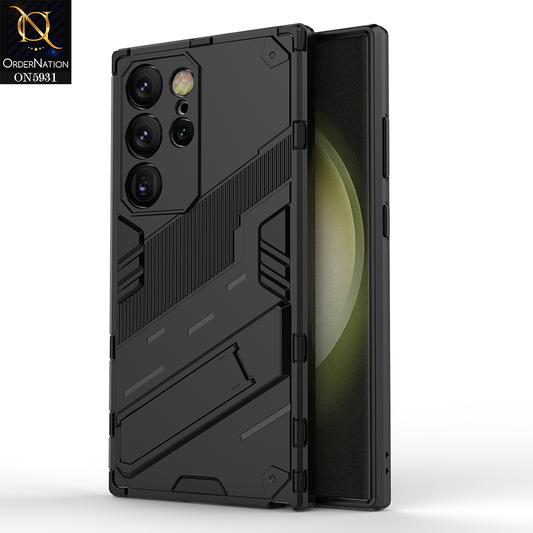 Samsung Galaxy S24 Ultra Cover - Black - New Ultra Punk TPU Shockproof Phone Case with Kickstand And Camera Protection