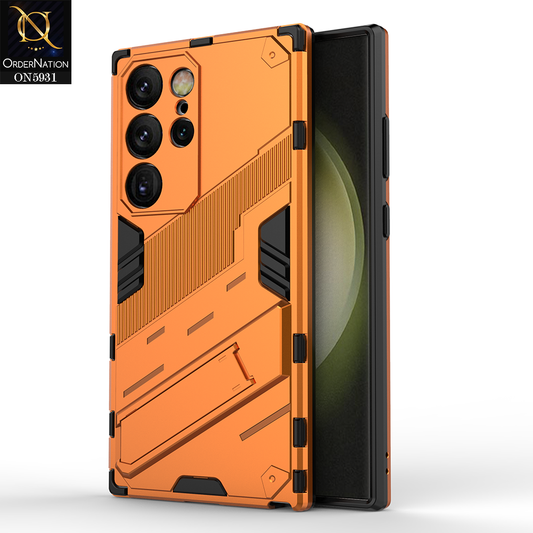 Samsung Galaxy S23 Ultra Cover - Orange - New Ultra Punk TPU Shockproof Phone Case with Kickstand And Camera Protection