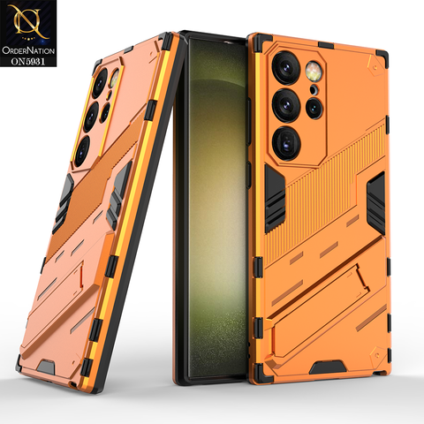 Samsung Galaxy S23 Ultra Cover - Orange - New Ultra Punk TPU Shockproof Phone Case with Kickstand And Camera Protection