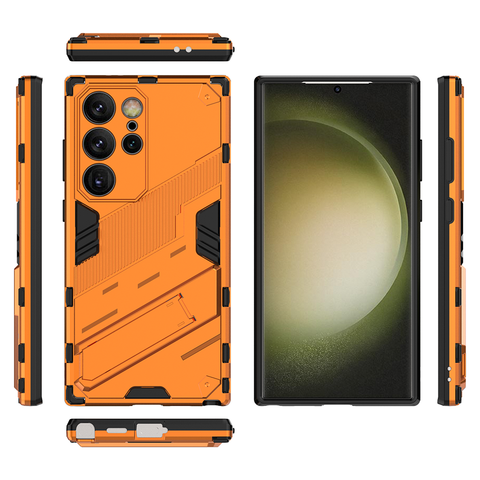 Samsung Galaxy S23 Ultra Cover - Orange - New Ultra Punk TPU Shockproof Phone Case with Kickstand And Camera Protection