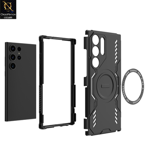 Samsung Galaxy S23 Ultra Cover - Black -  New Cooling Non-Slip Shockproof Magsafe Full Coverage Back Cover