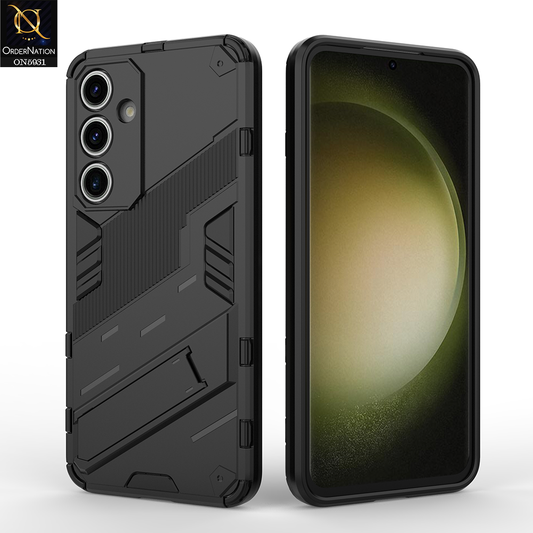 Samsung Galaxy S24 FE Cover - Black - New Ultra Punk TPU Shockproof Phone Case with Kickstand And Camera Protection
