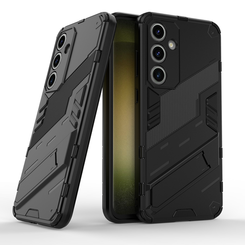 Samsung Galaxy S24 FE Cover - Black - New Ultra Punk TPU Shockproof Phone Case with Kickstand And Camera Protection