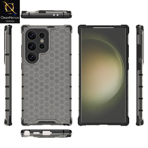 Samsung Galaxy S24 Ultra Cover - Black - Airbag Shockproof Hybrid Honeycomb Transparent Case