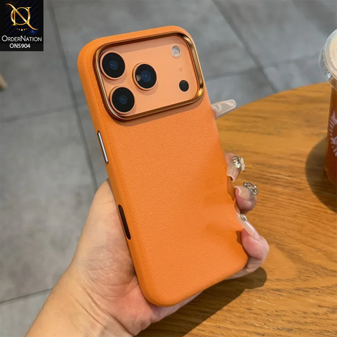 iPhone 17 Pro Max Cover - Orange - New Premium Quality Leather Textured Case With Metal Camera Ring