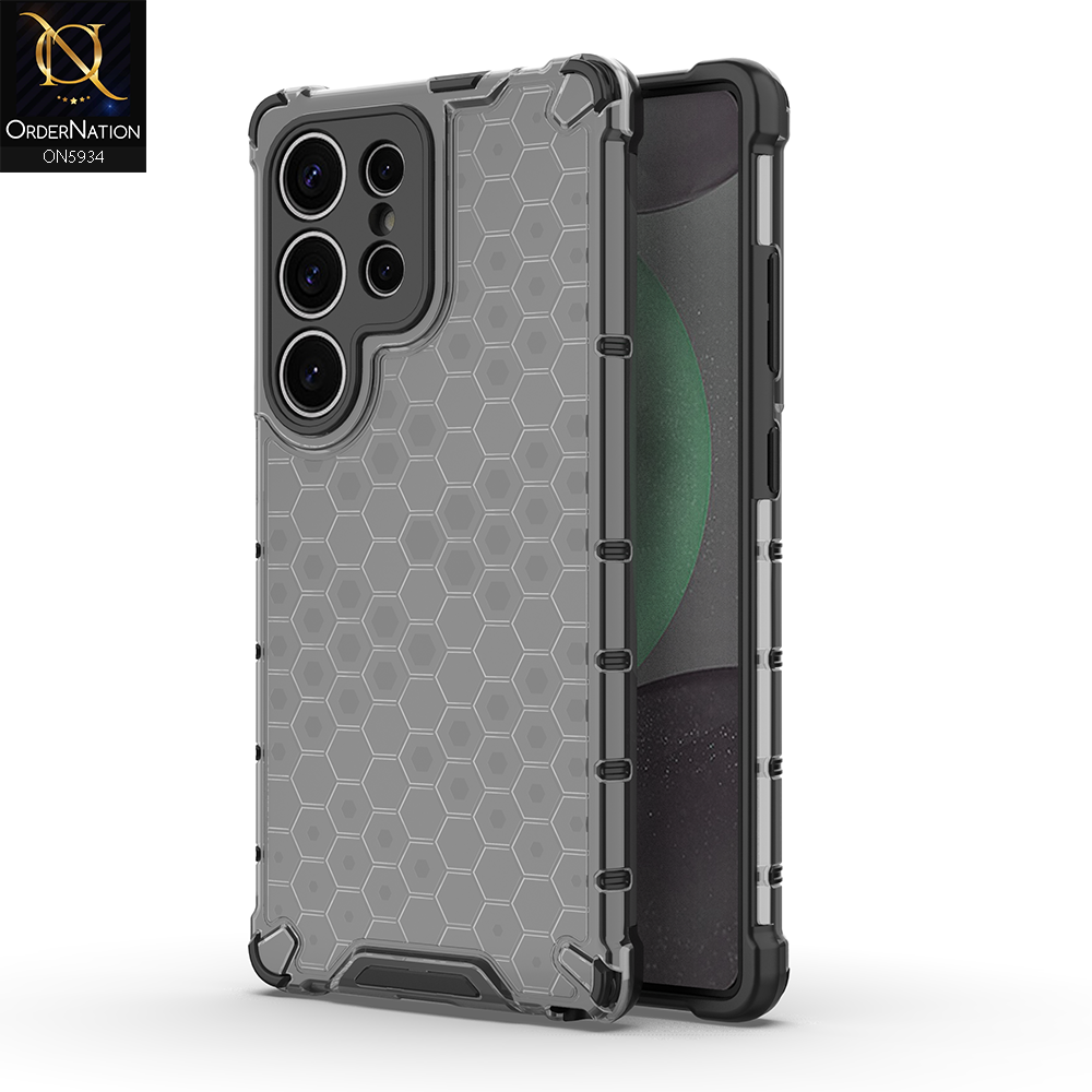 Samsung Galaxy S25 Ultra Cover - Black - Airbag Shockproof Hybrid Honeycomb Transparent Case