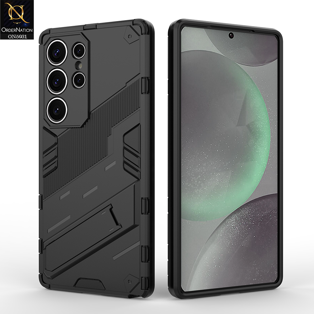 Samsung Galaxy S25 Ultra Cover - Black - New Ultra Punk TPU Shockproof Phone Case with Kickstand And Camera Protection