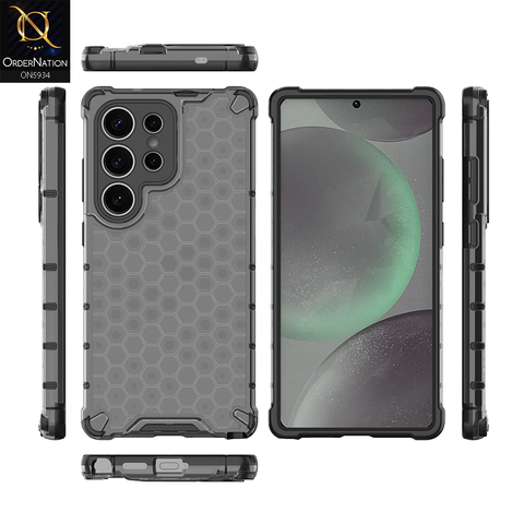 Samsung Galaxy S25 Ultra Cover - Black - Airbag Shockproof Hybrid Honeycomb Transparent Case