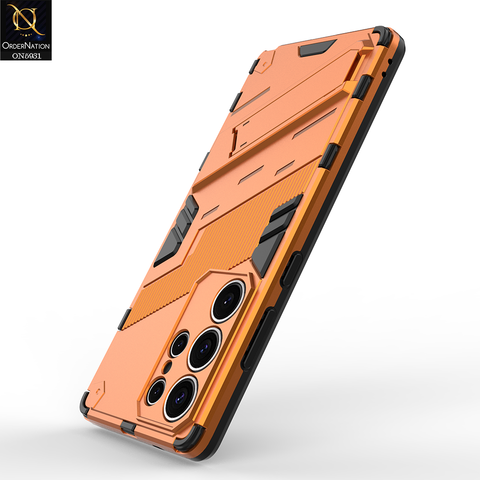 Samsung Galaxy S25 Ultra Cover - Orange - New Ultra Punk TPU Shockproof Phone Case with Kickstand And Camera Protection