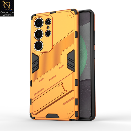 Samsung Galaxy S25 Ultra Cover - Orange - New Ultra Punk TPU Shockproof Phone Case with Kickstand And Camera Protection