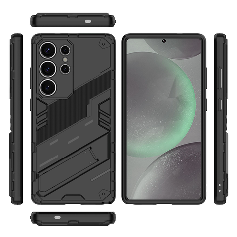 Samsung Galaxy S25 Ultra Cover - Black - New Ultra Punk TPU Shockproof Phone Case with Kickstand And Camera Protection