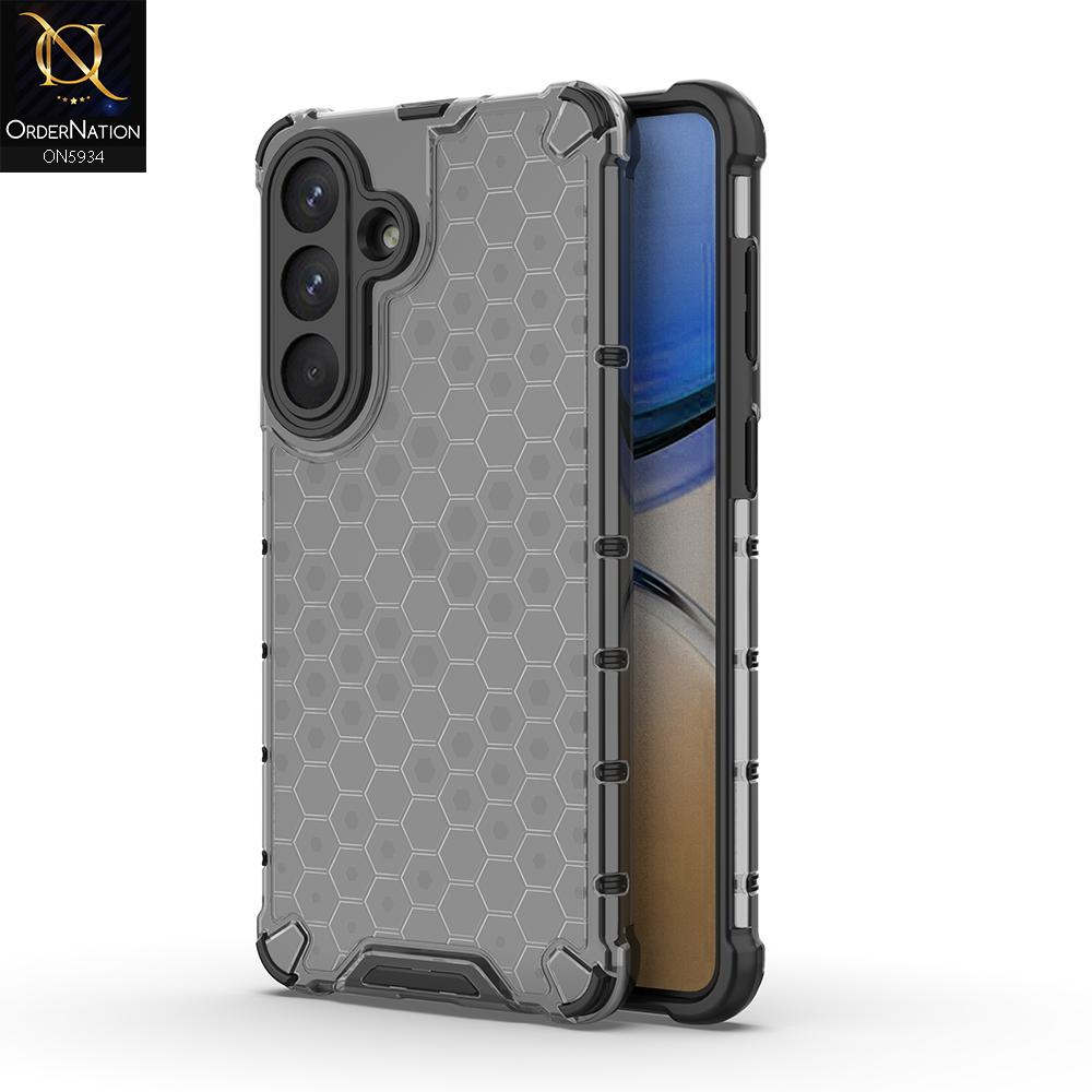 Samsung Galaxy S26 Plus Cover - Black - Airbag Shockproof Hybrid Honeycomb Transparent Case