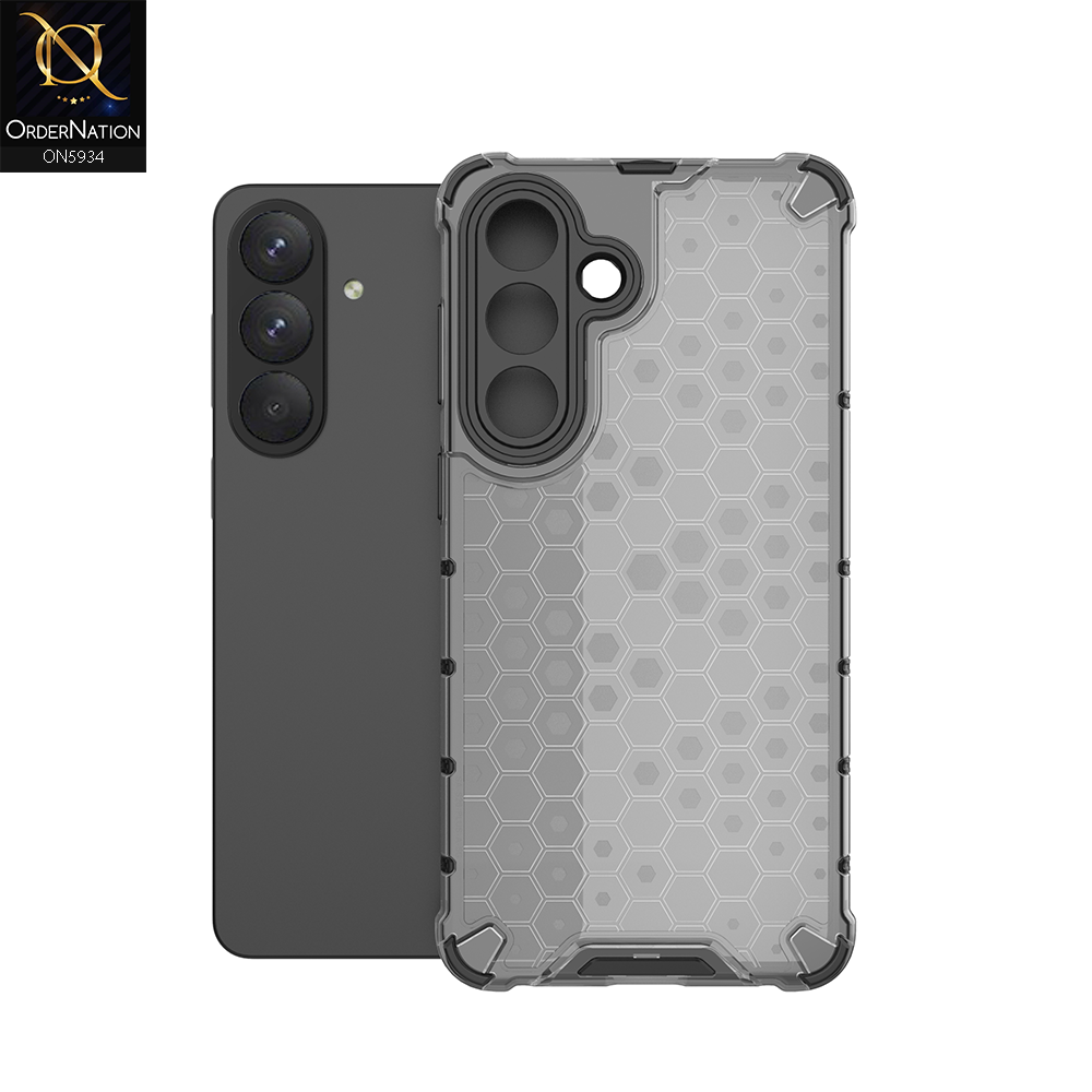 Samsung Galaxy S26 Cover - Black - Airbag Shockproof Hybrid Honeycomb Transparent Case