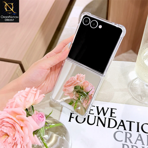 Samsung Galaxy Z Flip 7 Cover - Silver - Elegant Ultra Thin Mirror Shockproof Mirror Case