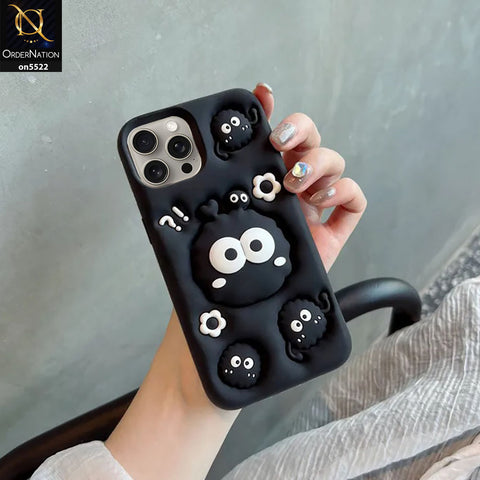 iPhone 16 Pro Max Cover - Black - Morbido 3D Cute Cartoon Pop Stand Soft Protective Case