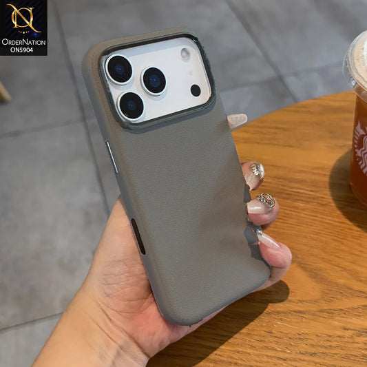 iPhone 17 Pro Max Cover - Gray - New Premium Quality Leather Textured Case With Metal Camera Ring