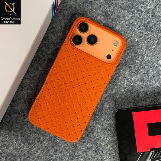 iPhone 17 Pro Max Cover - Orange - New Woven Design Leather Feel Soft TPU Case