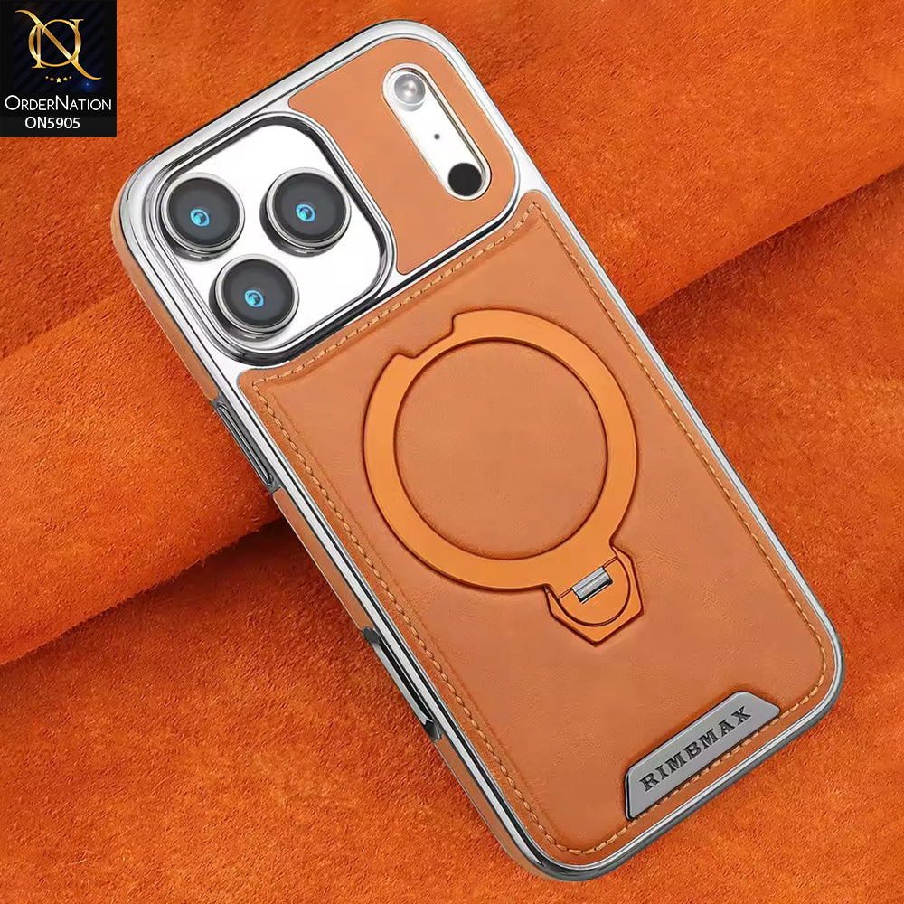 iPhone 17 Pro Max Cover - Brown - Rimbmax New Premium Leather MagSafe With KickStand Case