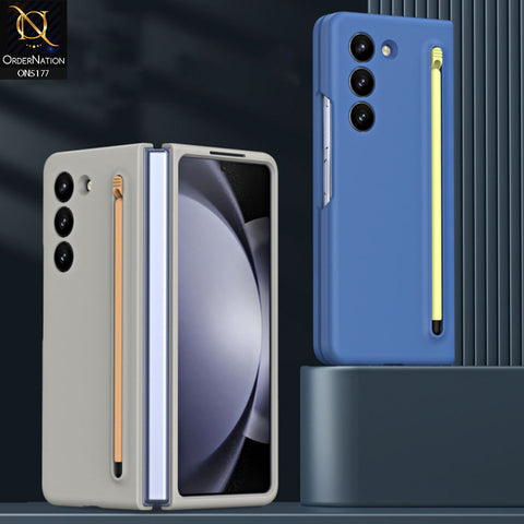 Samsung Galaxy Z Fold 6 5G Cover - Blue - Luxury Skinfeel Shockproof Protective Case With Stylus Pen