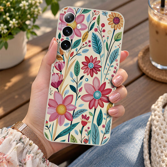 Samsung Galaxy S26 Plus Cover - Off White - D3 - ONation Petal Whismy Series - HQ Liquid Silicone Soft Case