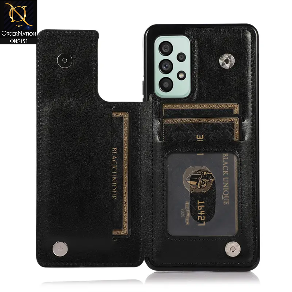 Samsung Galaxy A53 5G Cover - Black - Luxury PU Leather Card Holder Wallet Soft Case