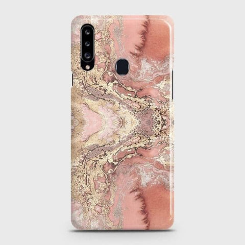 Samsung Galaxy A20s Cover - Trendy Chic Rose Gold Marble Printed Hard Case with Life Time Colors Guarante ( Fast Delivery )
