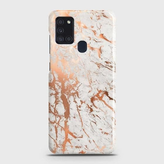Samsung Galaxy A21s Cover - In Chic Rose Gold Chrome Style Printed Hard Case with Life Time Colors Guarantee ( Fast Delivery )