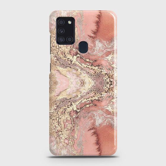Samsung Galaxy A21s Cover - Trendy Chic Rose Gold Marble Printed Hard Case with Life Time Colors Guarantee ( Fast Delivery )