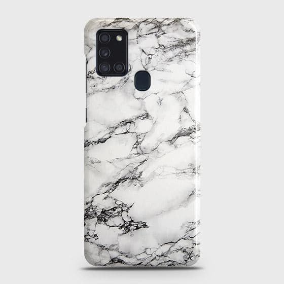Samsung Galaxy A21s Cover - Matte Finish - Trendy Mysterious White Marble Printed Hard Case with Life Time Colors Guarante ( Fast Delivery)
