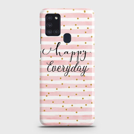 Samsung Galaxy A21s Cover - Trendy Happy Everyday Printed Hard Case with Life Time Colors Guarantee ( Fast Delivery )