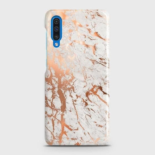 Samsung Galaxy A50 Cover - In Chic Rose Gold Chrome Style Printed Hard Case with Life Time Colors Guarantee ( Fast Delivery )