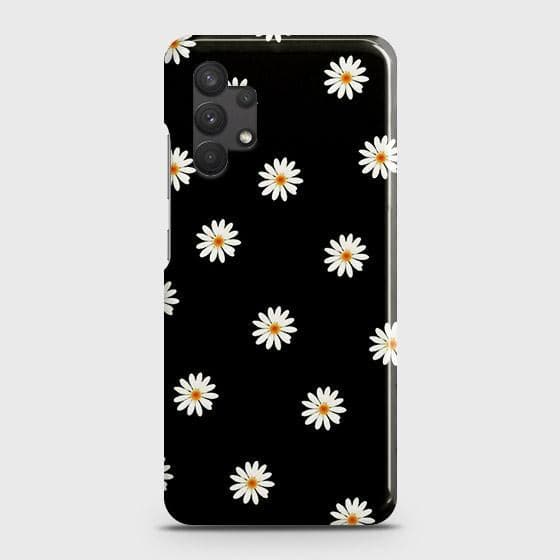 Samsung Galaxy A32 4G Cover - Matte Finish - White Bloom Flowers with Black Background Printed Hard Case with Life Time Colors Guarantee ( Fast Delivery )