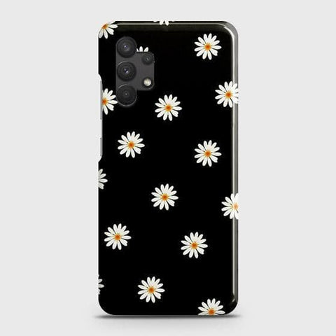 Samsung Galaxy A32 4G Cover - Matte Finish - White Bloom Flowers with Black Background Printed Hard Case with Life Time Colors Guarantee ( Fast Delivery )