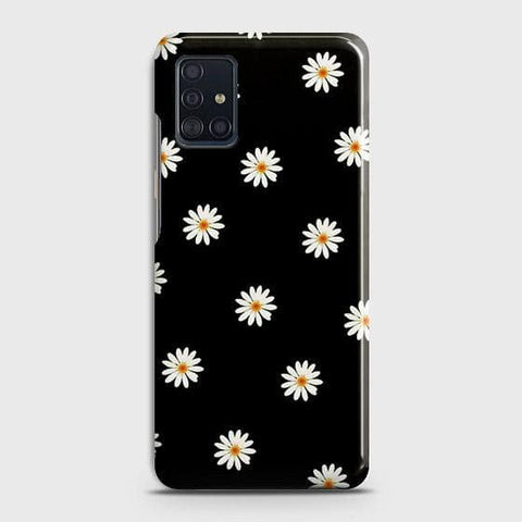 Samsung Galaxy A51 Cover - Matte Finish - White Bloom Flowers with Black Background Printed Hard Case with Life Time Colors Guarantee ( Fast Delivery )