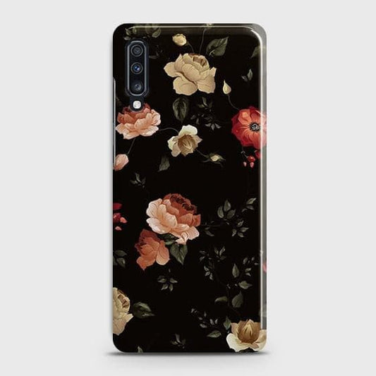Samsung Galaxy A70 Cover - Matte Finish - Dark Rose Vintage Flowers Printed Hard Case with Life Time Colors Guarantee ( Fast Delivery )