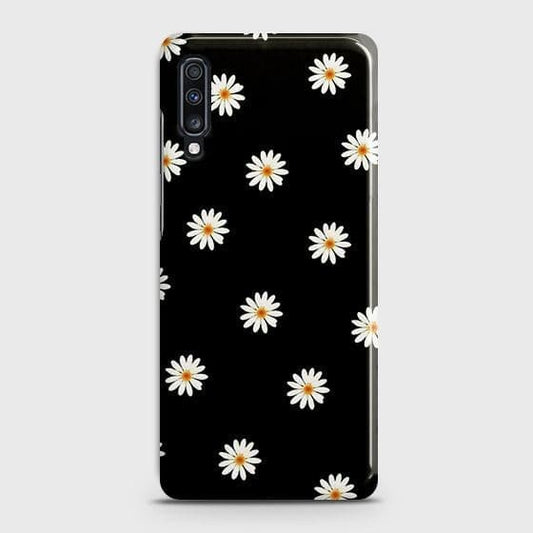 Samsung Galaxy A70s Cover - Matte Finish - White Bloom Flowers with Black Background Printed Hard Case with Life Time Colors Guarantee ( Fast Delivery )