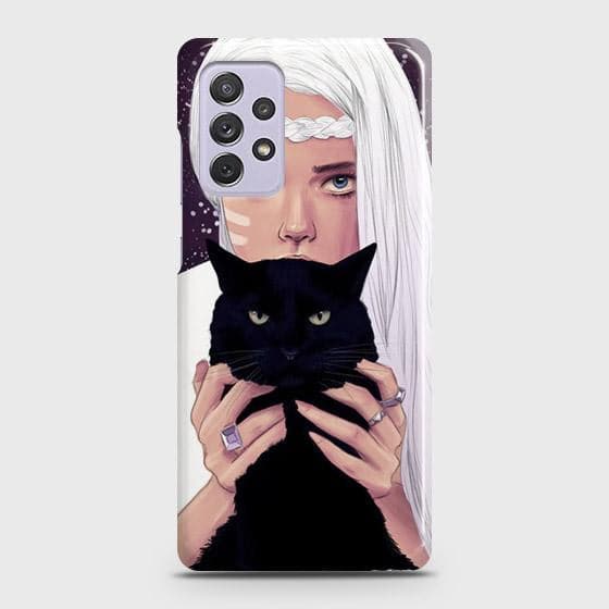 Samsung Galaxy A72 Cover - Trendy Wild Black Cat Printed Hard Case with Life Time Colors Guarantee ( Fast Delivery )