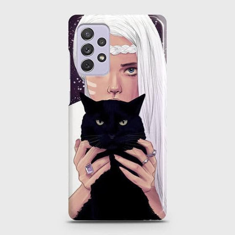 Samsung Galaxy A72 Cover - Trendy Wild Black Cat Printed Hard Case with Life Time Colors Guarantee ( Fast Delivery )
