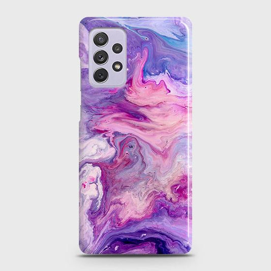 Samsung Galaxy A72 Cover - Chic Blue Liquid Marble Printed Hard Case with Life Time Colors Guarantee ( Fast Delivery )