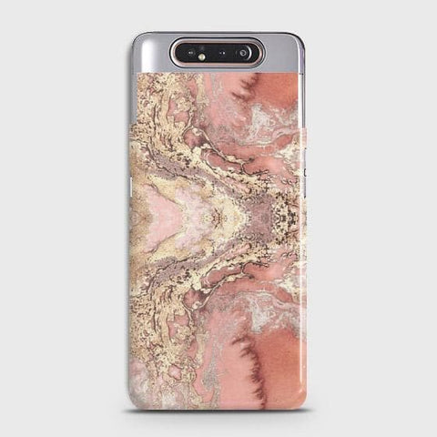 Samsung Galaxy A80 Cover - Trendy Chic Rose Gold Marble Printed Hard Case with Life Time Colors Guarantee ( Fast Delivery )